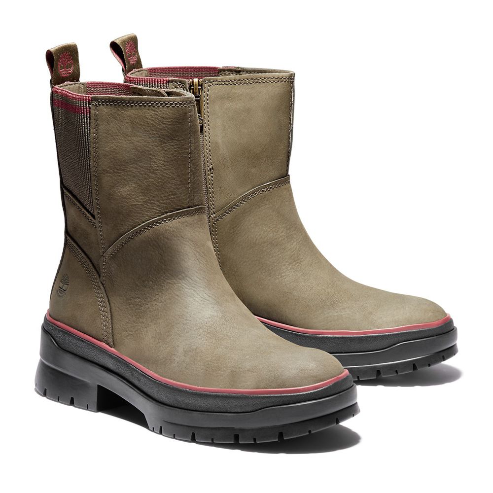 Botas de Inverno Feminino - Timberland Malynn Impermeavel Side-Zip - ZUSGJ9485 - Verde Oliva